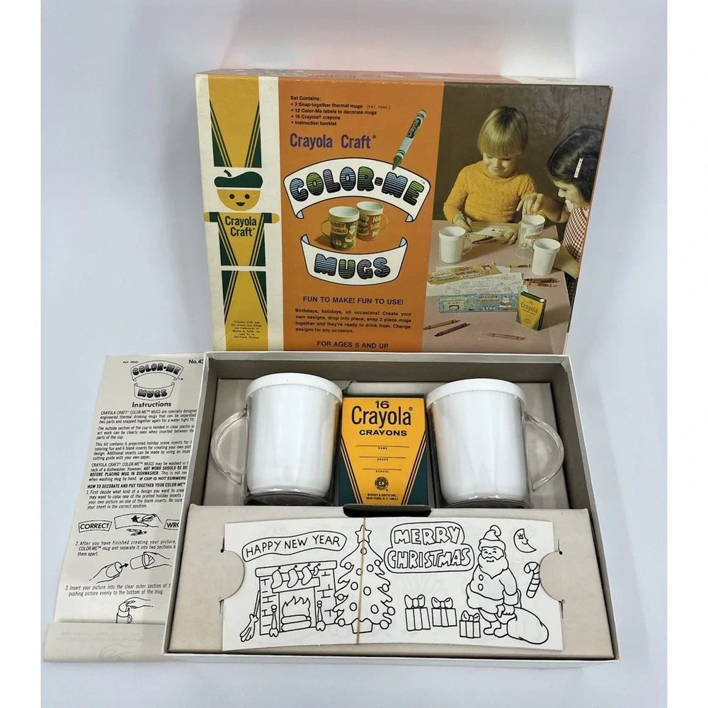 Vintage Crayola Craft Color Me Mugs Children's Craft Kit Never Used